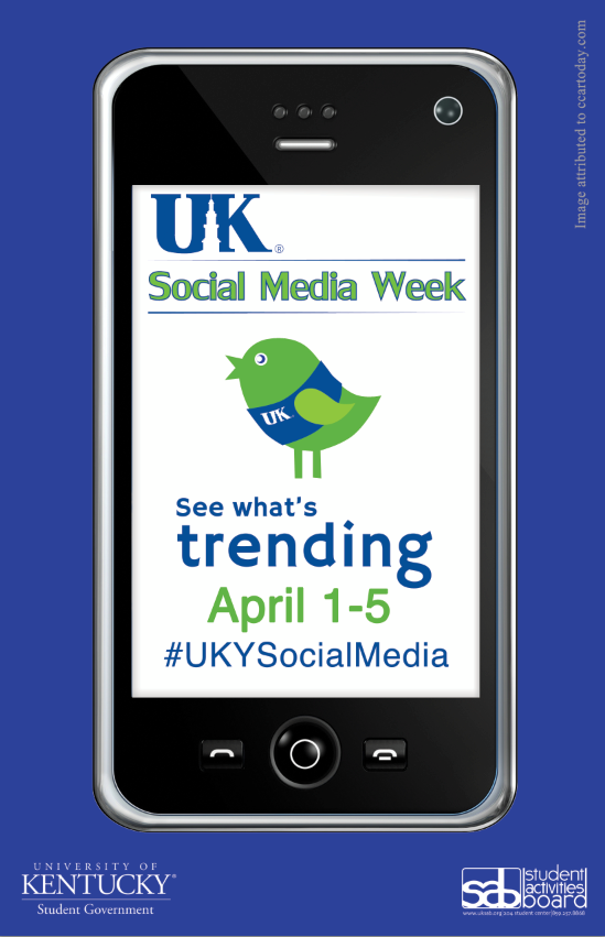 The University of Kentucky's Student Activities Board and Student Government Association are teaming up for the second annual Social Media Week, which will occur April 1-5, on campus. 