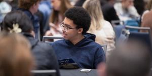 Students and parents tour the university during Admitted Students Day 2026 and speak to teachers and staff. 